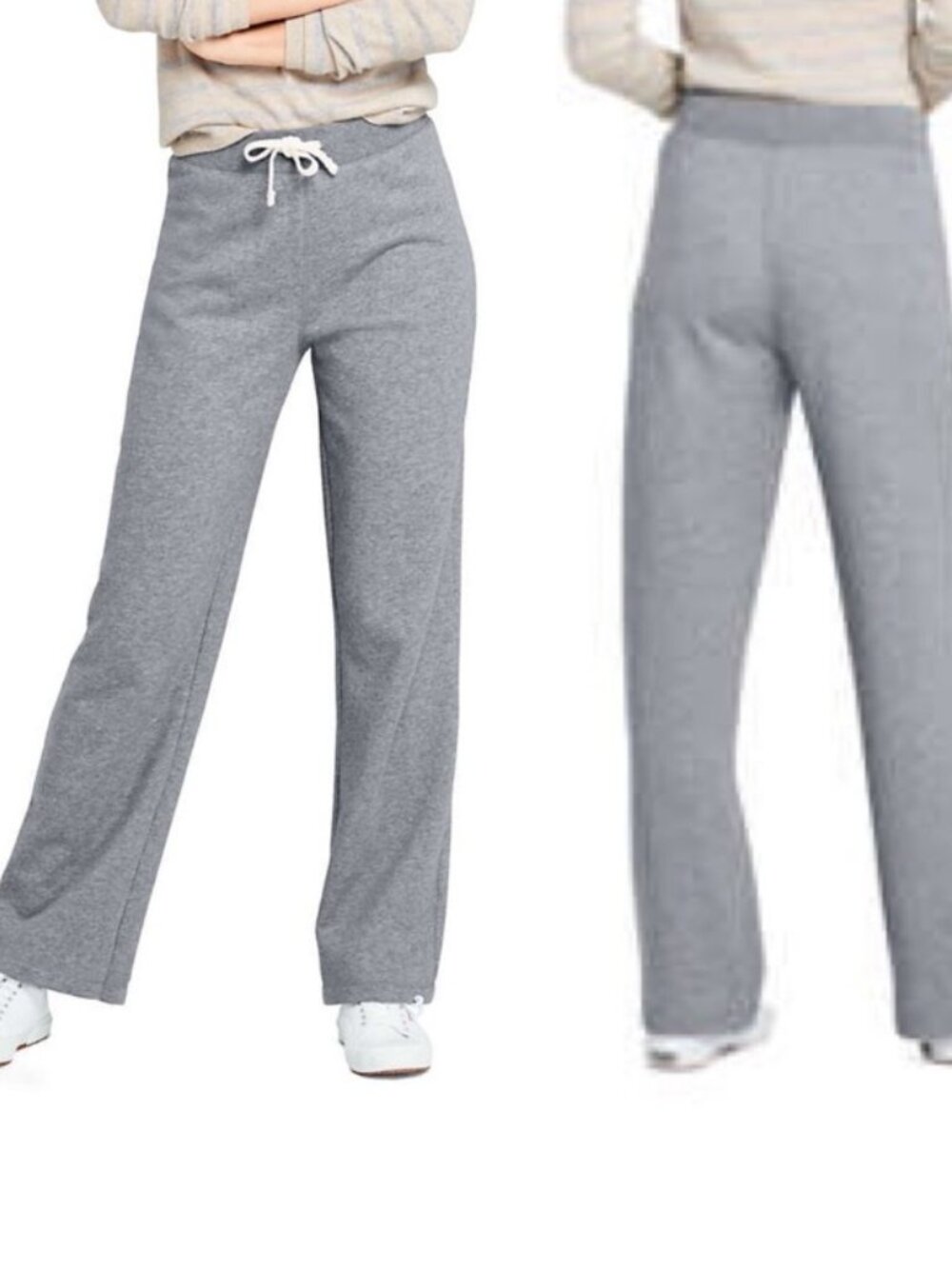 EUC- Lands’ End Women’s Sweatpants L (14-16)— Pewter Heather- Cozy Winter Basics
